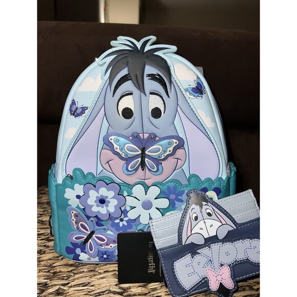 Loungefly Disney Winnie the Pooh Eeyore Butterfly Mini Backpack Card Holder - Picture 1 of 7